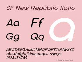 SF New Republic Italic ver 2.0; 2000. Freeware for non-commercial use.图片样张