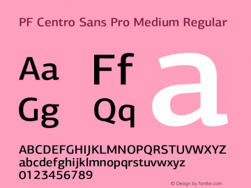 PF Centro Sans Pro Medium Regular Version 1.000 2006 initial release图片样张