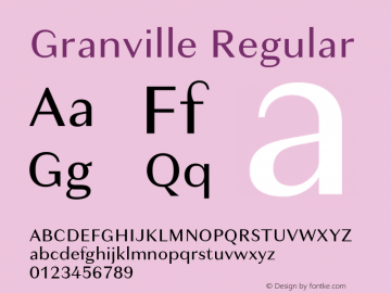 Granville Regular Version 1.001;PS 1.1;hotconv 1.0.72;makeotf.lib2.5.5900图片样张