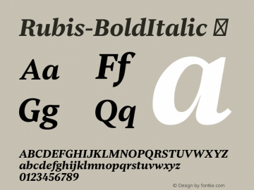 Rubis-BoldItalic ☞ Version 1.000;PS 001.000;hotconv 1.0.70;makeotf.lib2.5.58329; ttfautohint (v1.4.1);com.myfonts.easy.nootype.rubis.bold-italic.wfkit2.version.4yq1 Font Sample