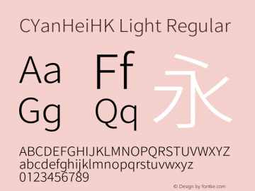 CYanHeiHK Light Regular Version 1.007;PS 1.007;hotconv 1.0.88;makeotf.lib2.5.647800图片样张