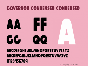Governor Condensed Condensed Version 3.0; 2016 Font Sample