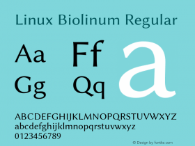 Linux Biolinum Regular Version 1.1.8 ; ttfautohint (v0.9) Font Sample