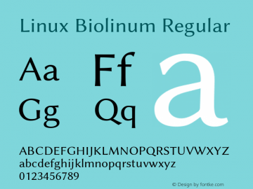 Linux Biolinum Regular Version 1.1.8 ; ttfautohint (v0.9)图片样张