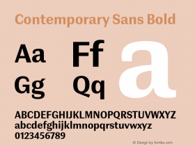 Contemporary Sans Bold Version 1.001;PS 001.001;hotconv 1.0.70;makeotf.lib2.5.58329 Font Sample