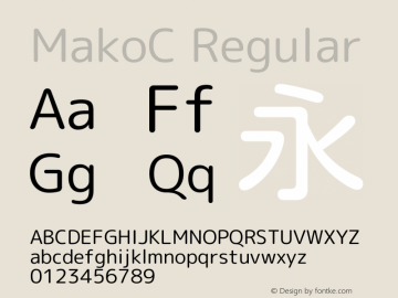 MakoC Regular Version 1.046.20120229 Font Sample