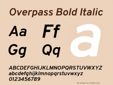 Overpass Bold Italic Version 3.000;DELV;Overpass Font Sample