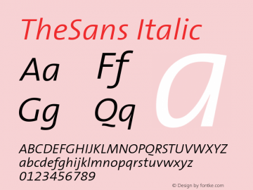 TheSans Italic Version 1.00 Font Sample