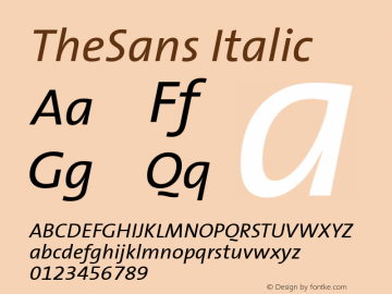 TheSans Italic Version 1.00 Font Sample