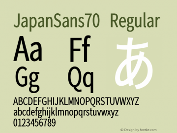 JapanSans70 Regular Version 1.00 Font Sample