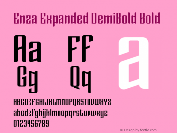 Enza Expanded DemiBold Bold Version 1.000 Font Sample