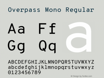 Overpass Mono Regular Version 1.000;DELV;Overpass图片样张