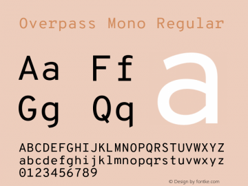 Overpass Mono Regular Version 1.000;DELV;Overpass图片样张