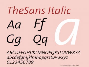 TheSans Italic Version 001.000 Font Sample