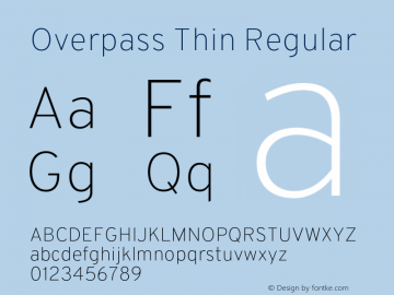 Overpass Thin Regular Version 3.000;DELV;Overpass Font Sample