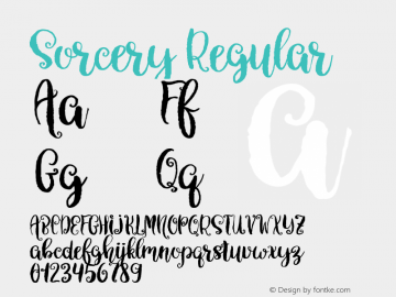 Sorcery Regular Version 1.00 November 16, 2016, initial release Font Sample