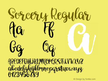 Sorcery Regular Version 1.00 November 16, 2016, initial release Font Sample