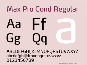 Max Pro Cond Regular Version 7.504; 2014; Build 1020; Font Sample