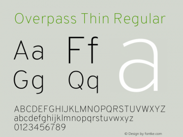 Overpass Thin Regular Version 3.000;DELV;Overpass Font Sample