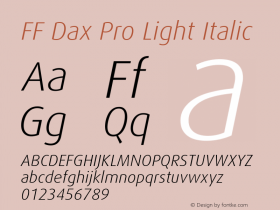 FF Dax Pro Light Italic Version 7.504; 2009; Build 1021;com.myfonts.easy.fontfont.ff-dax.pro-light-italic.wfkit2.version.4fzA Font Sample
