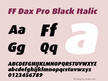 FF Dax Pro Black Italic Version 7.504; 2009; Build 1021;com.myfonts.easy.fontfont.ff-dax.pro-black-italic.wfkit2.version.4gJq图片样张