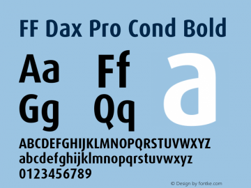 FF Dax Pro Cond Bold Version 7.504; 2009; Build 1021;com.myfonts.easy.fontfont.ff-dax.pro-cond-bold.wfkit2.version.4g6b Font Sample