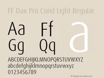 FF Dax Pro Cond Light Regular Version 7.504; 2009; Build 1021;com.myfonts.easy.fontfont.ff-dax.pro-cond-light.wfkit2.version.4gkX图片样张