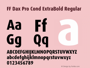 FF Dax Pro Cond ExtraBold Regular Version 7.504; 2009; Build 1021;com.myfonts.easy.fontfont.ff-dax.pro-cond-extra-bold.wfkit2.version.4gpu图片样张