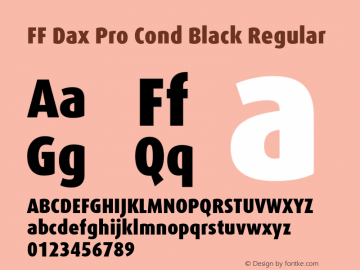 FF Dax Pro Cond Black Regular Version 7.504; 2009; Build 1021;com.myfonts.easy.fontfont.ff-dax.pro-cond-black.wfkit2.version.4ghd Font Sample