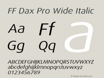 FF Dax Pro Wide Italic Version 7.504; 2009; Build 1021;com.myfonts.easy.fontfont.ff-dax.pro-wide-regular-italic.wfkit2.version.4gAp图片样张