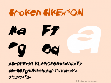Broken BlkExtObl Version 0.02 Font Sample