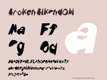 Broken BlkCndObl Version 0.02 Font Sample