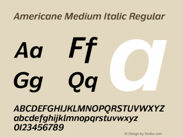 Americane Medium Italic Regular Version 1.000图片样张