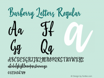 Barberry Letters Regular Version 1.000 Font Sample