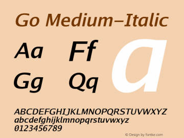 Go Medium-Italic Version 2.004; ttfautohint (v1.5) Font Sample