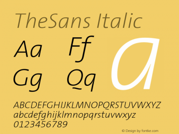 TheSans Italic Version 001.000 Font Sample