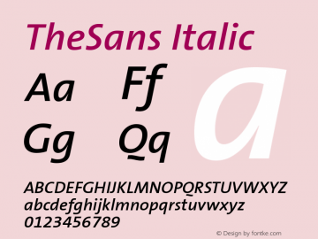 TheSans Italic Version 001.000 Font Sample