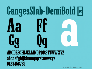 GangesSlab-DemiBold ☞ Version 1.000;PS 001.000;hotconv 1.0.88;makeotf.lib2.5.64775;com.myfonts.easy.rohh.ganges-slab.demi-bold.wfkit2.version.4FG2 Font Sample