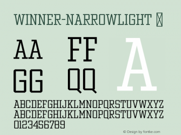 Winner-NarrowLight ☞ Version 1.104;com.myfonts.easy.sportsfonts.winner.narrow-light.wfkit2.version.4FA4图片样张