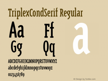 TriplexCondSerif Regular Macromedia Fontographer 4.1 12/22/96 Font Sample