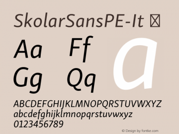 SkolarSansPE-It ☞ Version 2.004;PS 2.003;hotconv 1.0.88;makeotf.lib2.5.647800; ttfautohint (v1.5);com.myfonts.easy.rosetta.skolar-sans-pe.italic.wfkit2.version.4FsY Font Sample