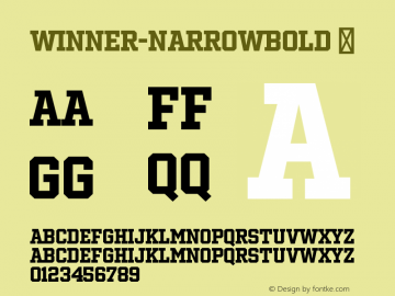 Winner-NarrowBold ☞ Version 1.104;com.myfonts.easy.sportsfonts.winner.narrow-bold.wfkit2.version.4FA1图片样张
