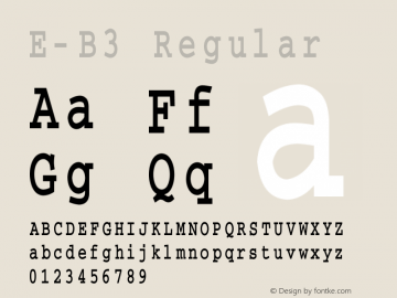 E-B3 Regular 1995:1.00 Font Sample