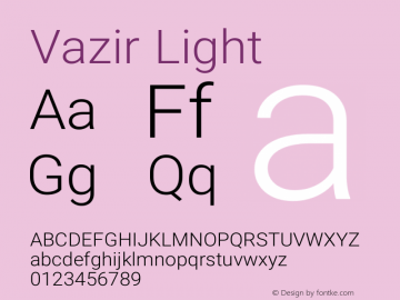Vazir Light Version 5.0.0 Font Sample
