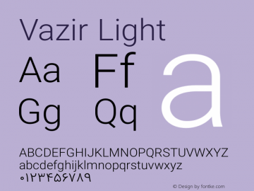 Vazir Light Version 5.0.0 Font Sample