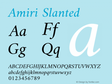 Amiri Slanted Version 000.109 Font Sample