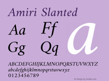 Amiri Slanted Version 000.109 Font Sample