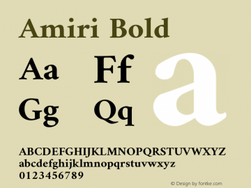 Amiri Bold Version 000.109 Font Sample