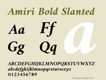 Amiri Bold Slanted Version 000.109 Font Sample