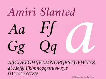 Amiri Slanted Version 000.109 Font Sample